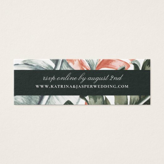 Elegant Modern Tropic Leaf Wedding Website RSVP Mini Visitekaartjes (Voorkant)