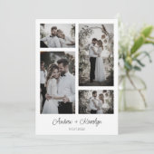 Elegant Modern trouwfotocollage Bedankkaart (Staand voorkant)