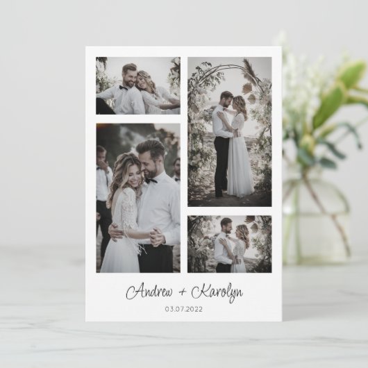 Elegant Modern trouwfotocollage Bedankkaart (Staand voorkant)