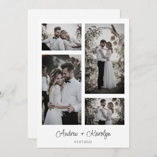 Elegant Modern trouwfotocollage Bedankkaart (Voorkant / Achterkant)