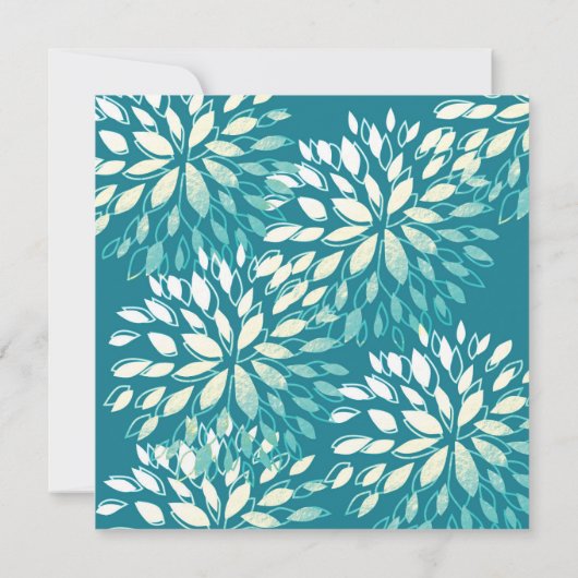 Elegant Modern Turquoise Blauwgroen Zilver Bloemen Kaart (Achterkant)