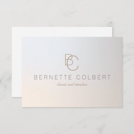 Elegant Modern Twee Initiaal Monogram Professionee Bedankkaart (Voorkant / Achterkant)