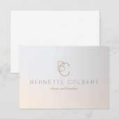 Elegant modern twee initialen monogram professione bedankkaart (Voorkant / Achterkant)