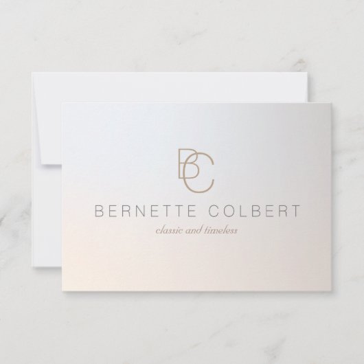 Elegant modern tweeling initiaal monogram professi bedankkaart (Voorkant)