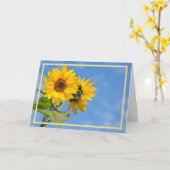 Elegant Modern Two Sunflower Sky Golden Lijst Kaart (Gele Bloem)