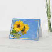 Elegant Modern Two Sunflower Sky Golden Lijst Kaart (Voorkant)