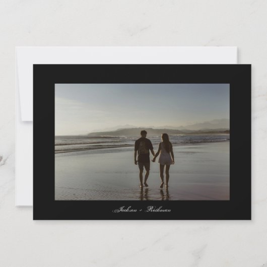 Elegant Modern Two Tone Black Golden Photo Save The Date (Achterkant)