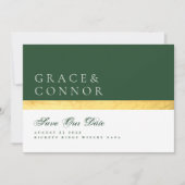 Elegant Modern Two Tone Green Golden Photo Save The Date (Voorkant)