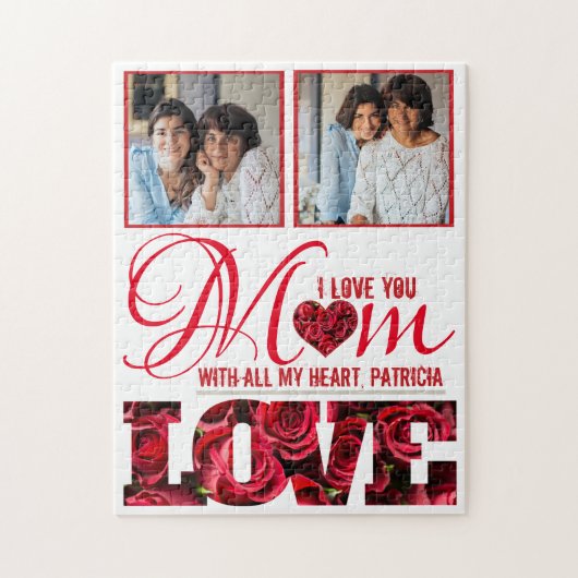 Elegant Modern Typografie Foto Moederdag Legpuzzel (Verticaal)