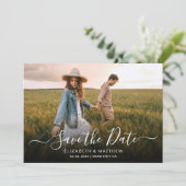 Elegant Modern Typografie Script One Photo Wedding Save The Date (Staand voorkant)