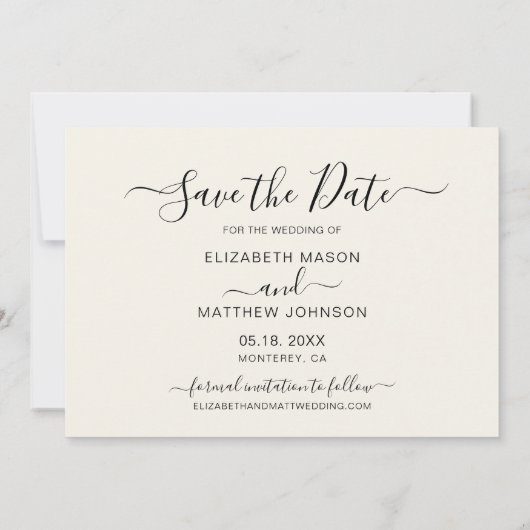 Elegant Modern Typografie Script One Photo Wedding Save The Date (Achterkant)