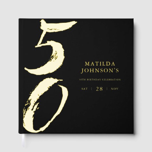 Elegant Modern Typography 50th Birthday Gastenboek (Voorkant)