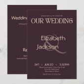 Elegant Modern Typography Plum Noir Wedding Kaart (Voorkant / Achterkant)