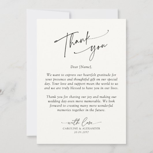 Elegant, modern typography wedding thank you bedankkaart (Voorkant)