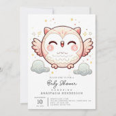 Elegant Modern Uil Baby shower Kaart (Voorkant)