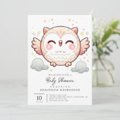 Elegant Modern Uil Baby shower Kaart (Staand voorkant)