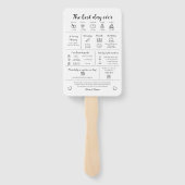 Elegant Modern Uniek Infographic Huwelijksprogramm Handwaaier (Achterkant)