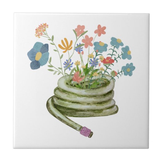 Elegant modern, uniek waterverf keepomwille floral tegeltje (Voorkant)