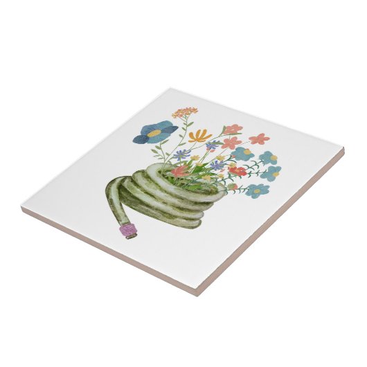 Elegant modern, uniek waterverf keepomwille floral tegeltje (Zijkant)