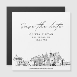 Elegant Modern Vegas Square Save the Date Magnet