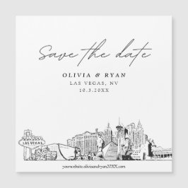 Elegant Modern Vegas Square Save the Date Magnet