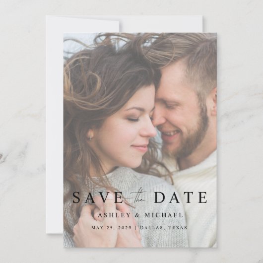 Elegant Modern Vellum Overlay 2 Fotohuwelijk Save The Date (Voorkant)