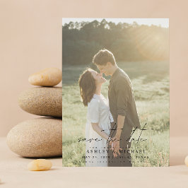 Elegant Modern Vellum Overlay 2 Fotohuwelijk Save The Date