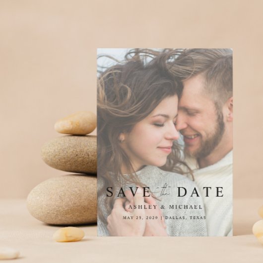 Elegant Modern Vellum Overlay 2 Fotohuwelijk Save The Date