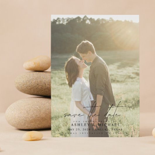 Elegant Modern Vellum Overlay 2 Fotohuwelijk Save The Date