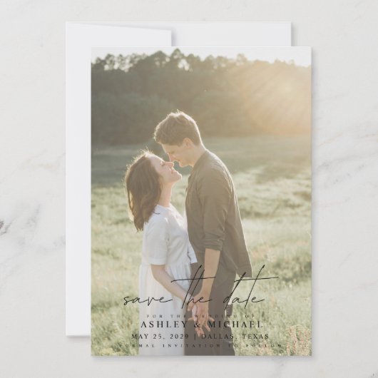 Elegant Modern Vellum Overlay 2 Fotohuwelijk Save The Date (Voorkant)