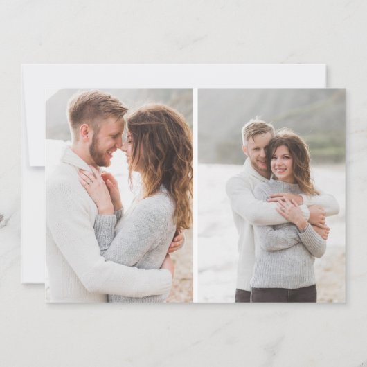 Elegant modern Vellum Overlay 3 foto Verloving Save The Date (Achterkant)