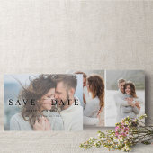 Elegant modern Vellum Overlay 3 foto Verloving Save The Date