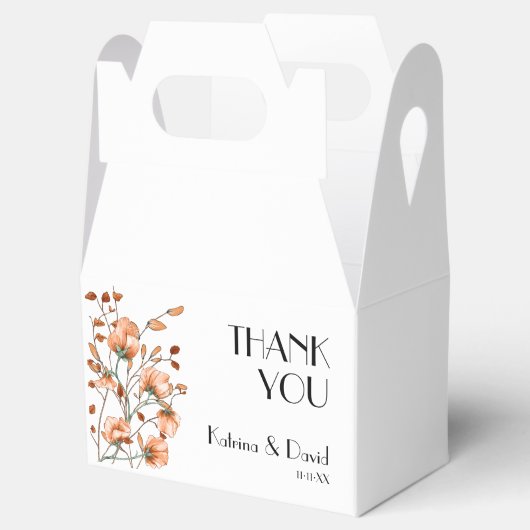 Elegant modern verbrand Sinaasappel Floral bedankt Bedankdoosjes (Geopend)