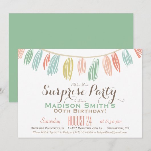 Elegant, modern verjaardagsfeestje kaart (Voorkant / Achterkant)