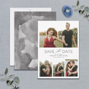 Elegant modern Verloving 4 Foto slaat de datum op Save The Date
