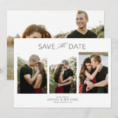 Elegant modern Verloving 4 Foto slaat de datum op Save The Date (Voorkant / Achterkant)