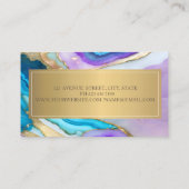 Elegant Modern Violet Blauw Goud Marmer Visitekaartje (Achterkant)
