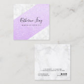 Elegant modern violet glitter white marble make ke vierkante visitekaartje (Voorkant / Achterkant)