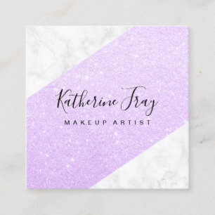 Elegant modern violet glitter white marble make-up vierkante visitekaartje