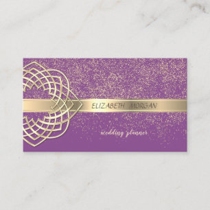 Elegant modern Violet Gold Confetti Visitekaartje