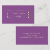 Elegant modern, Violet, Gold Lijst Visitekaartje (Voorkant / Achterkant)