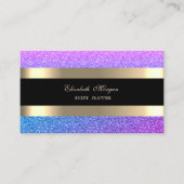Elegant Modern, Violet Striped Glitter Visitekaartje (Voorkant)