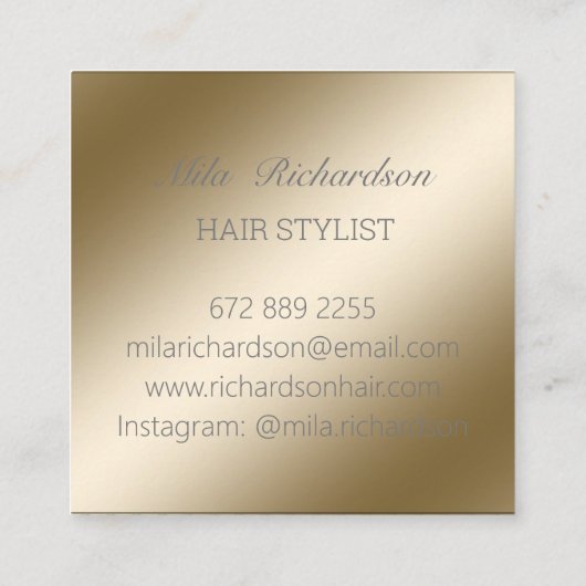 Elegant modern visitekaartje van metallisch goud e (Achterkant)