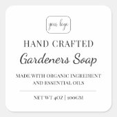 Elegant Modern Voeg je Logo handgemaakte zeeplabel Vierkante Sticker (Voorkant)