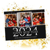 Elegant modern vuurwerk Gelukkig Nieuwjaar Drie Fo Feestdagenkaart