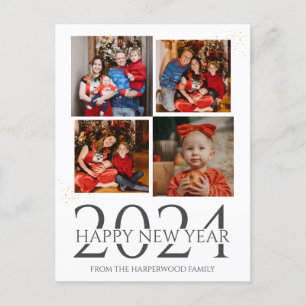 Elegant modern vuurwerk Gelukkig Nieuwjaar Vier Fo Feestdagenkaart