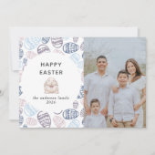 Elegant Modern Watercolor Eggs Happy Easter Photo Feestdagenkaart (Voorkant)