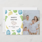 Elegant Modern Watercolor Eggs Happy Easter Photo Feestdagenkaart (Voorkant)