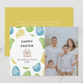 Elegant Modern Watercolor Eggs Happy Easter Photo Feestdagenkaart (Voorkant / Achterkant)