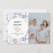 Elegant Modern Watercolor Eggs Happy Easter Photo